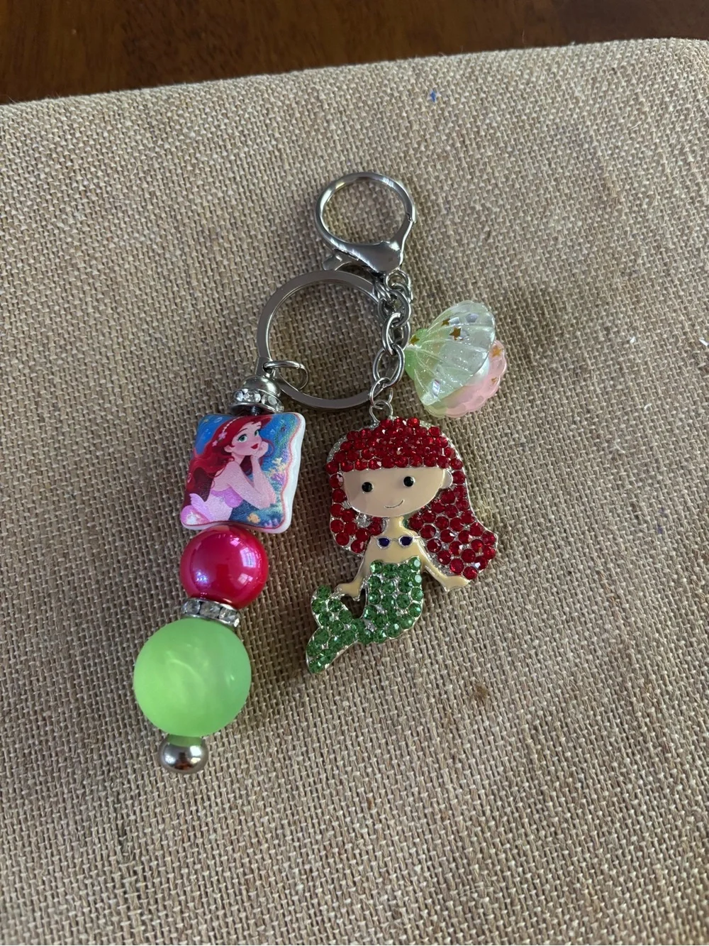 The Little Mermaid Ariel Handmade Key Chain/Bag Charm Clip